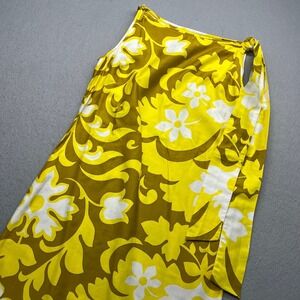 Kaanapali Resort Shop Maui Vintage 70s Maxi Dress Yellow Floral Boho Size 12
